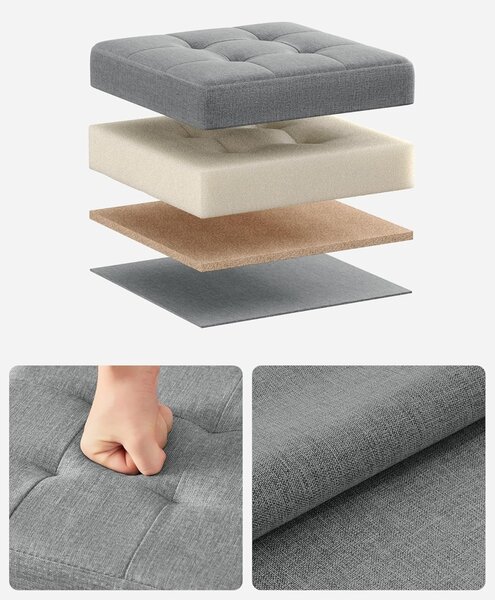 Σκαμπό Μπαούλο Αποθήκευσης Γκρι Songmics 30x30x30 cm