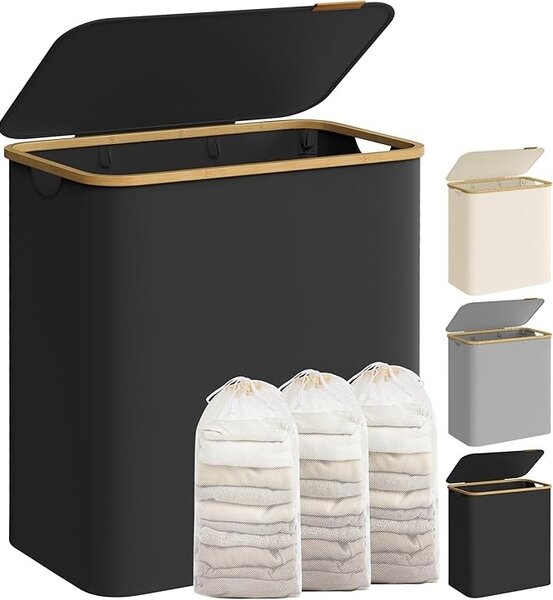 Καλάθι απλύτων Μαύρο Songmics 60x38.5x70.5 cm