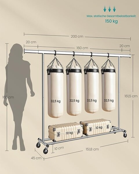 Σταντ Κρεμάστρας Songmics Ασημί 200x45x161.5 cm