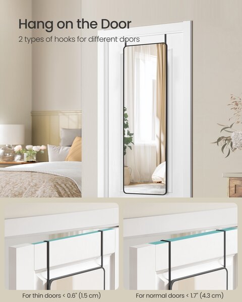 Επιδαπέδιος καθρέφτης Μαύρο Songmics 120x40x1.3 cm