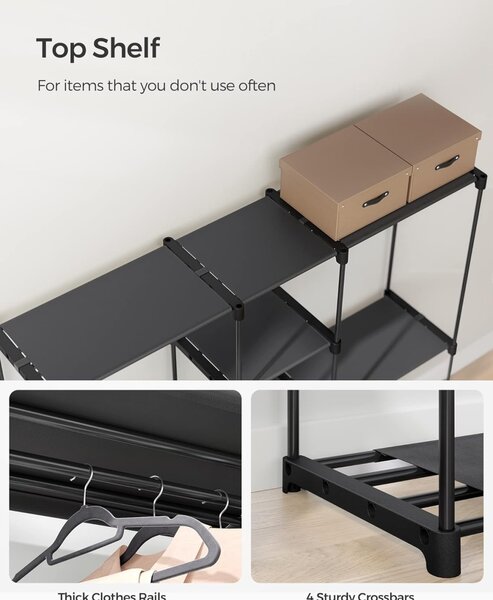 Αρθρωτό Σταντ Κρεμάστρας Songmics Μαύρο 182x43x182 cm
