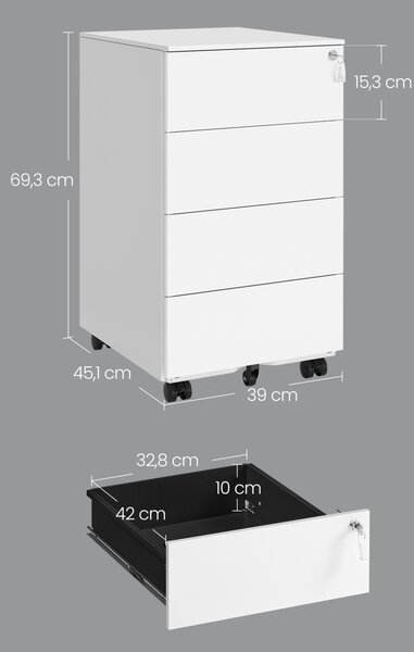 Ντουλάπι Γραφείου Songmics, Λευκό, 39x45x69.4 cm
