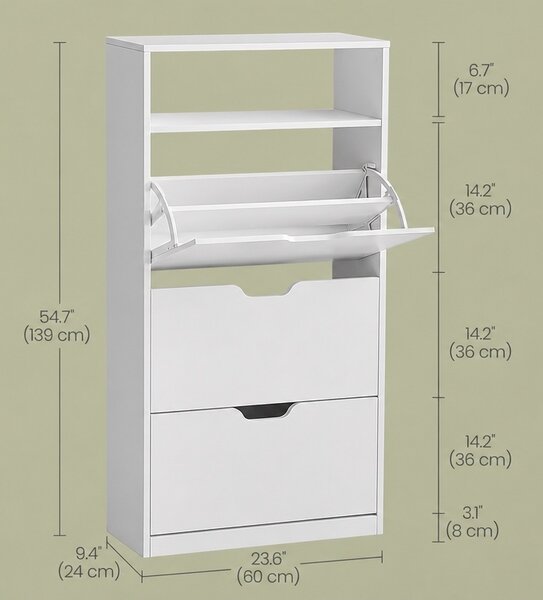 Παπουτσοθήκη Λευκό Vasagle 60x24x139 cm