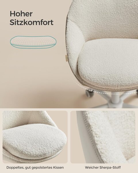Καρέκλα γραφείου boucle Cappuccino Songmics 56x60x93.3 cm