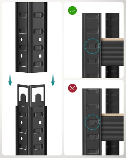 Μεταλλική ραφιέρα Μαύρο Songmics 90x40x180 cm