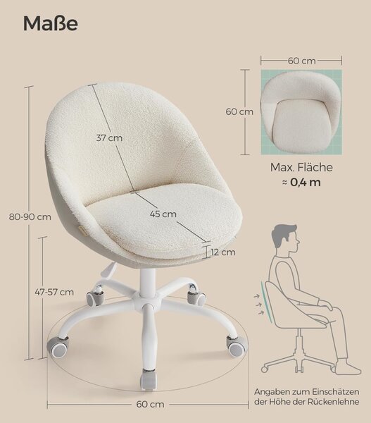 Καρέκλα γραφείου boucle Cappuccino Songmics 56x60x93.3 cm