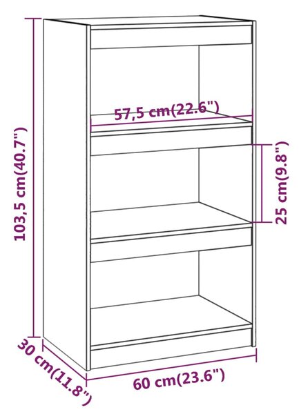 VidaXL Βιβλιοθήκη/Διαχωριστικό Χώρου Λευκή 60x30x103,5 εκ Μασίφ Πεύκο