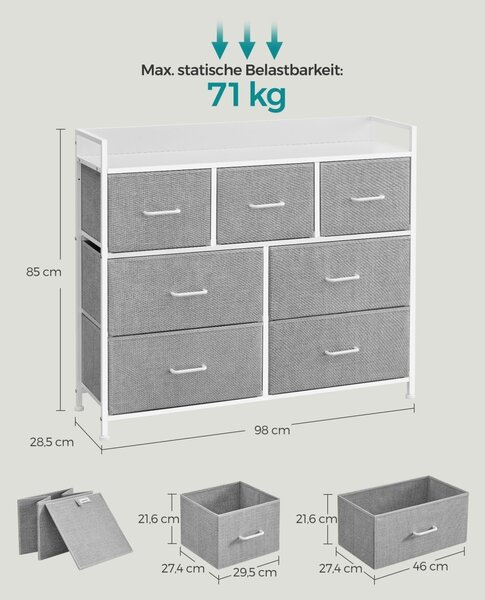 Συρταριέρα Songmics Γκρι 98x28.5x85 cm