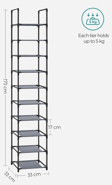 Αρθρωτή παπουτσοθήκη Γκρι Songmics 33x33x173 cm
