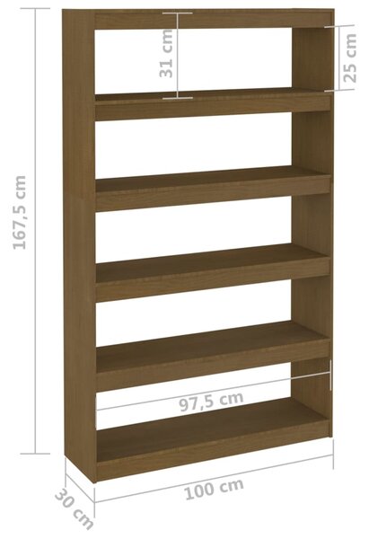 VidaXL Βιβλιοθήκη/Διαχωριστικό Χώρου Καφέ Μελί 100x30x167,5 εκ. Πεύκο