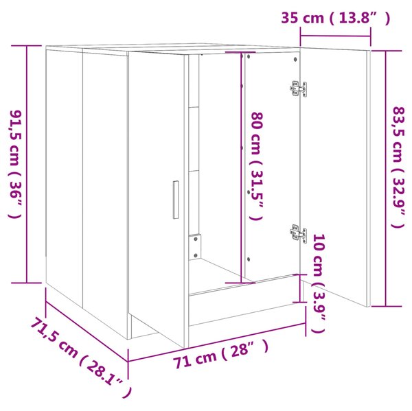 VidaXL Ντουλάπι Πλυντηρίου Sonoma Δρυς 71 x 71,5 x 91,5 εκ