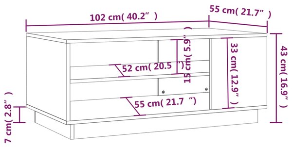 VidaXL Τραπεζάκι Σαλονιού Μαύρο 102 x 55 x 43 εκ. από Μοριοσανίδα