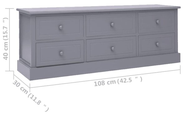 VidaXL Έπιπλο Τηλεόρασης Σκ. Γκρι 108x30x40 εκ. Μασίφ Ξύλο Παυλώνιας