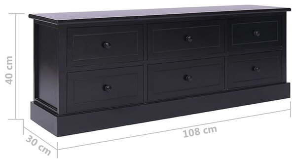 VidaXL Έπιπλο Τηλεόρασης Μαύρο 108x30x40 εκ. από Μασίφ Ξύλο Παυλώνιας