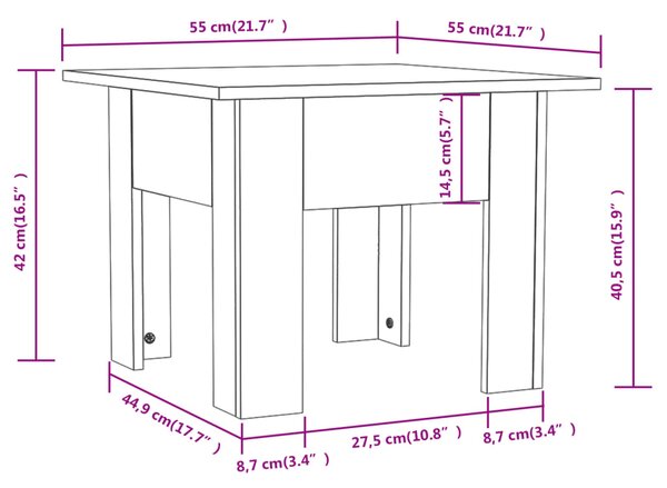 VidaXL Τραπεζάκι Σαλονιού Καφέ Δρυς 55x55x42 εκ. Επεξεργασμένο Ξύλο