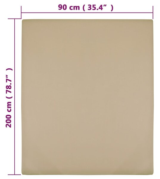 VidaXL Σεντόνι με Λάστιχο Taupe 90 x 200 εκ. Βαμβακερό Ζέρσεϊ