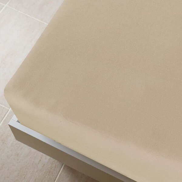 VidaXL Σεντόνι με Λάστιχο Taupe 90 x 200 εκ. Βαμβακερό Ζέρσεϊ