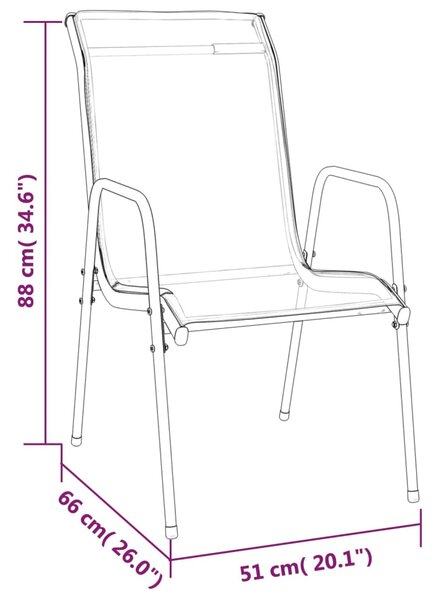 VidaXL Καρέκλες Κήπου 4 τεμ. Μαύρες από Ατσάλι / Textilene