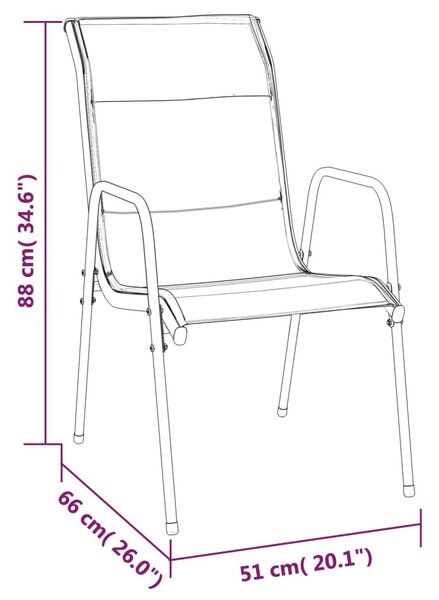 VidaXL Καρέκλες Κήπου 2 τεμ. Μαύρες από Ατσάλι / Textilene
