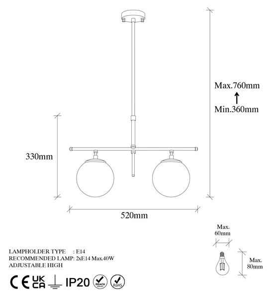 Φωτιστικό οροφής Roe Χρυσό 52x15x76 cm