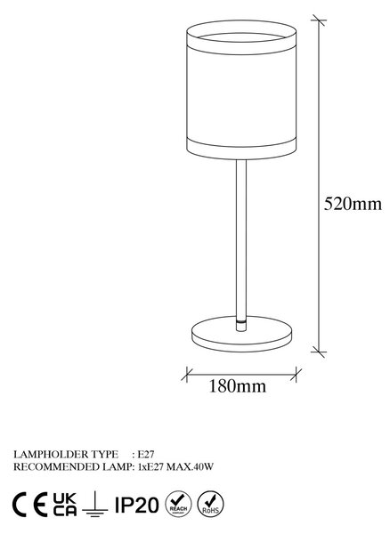 Επιτραπέζιο φωτιστικό Way Ανοιχτό καφέ 18x18x52 cm
