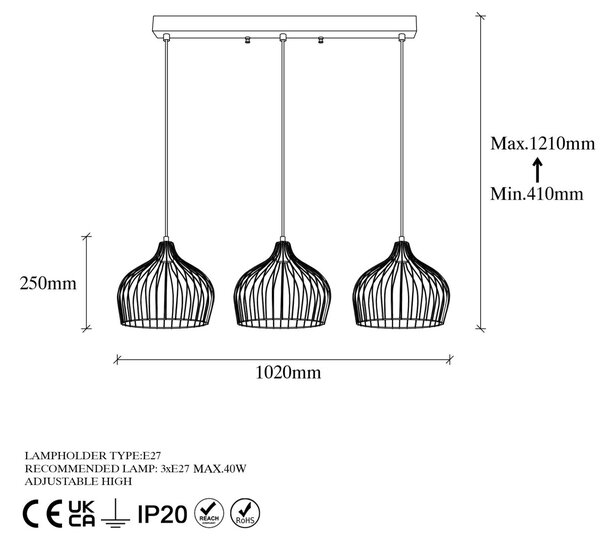 Φωτιστικό οροφής Bek Χρυσό 102x30x121 cm