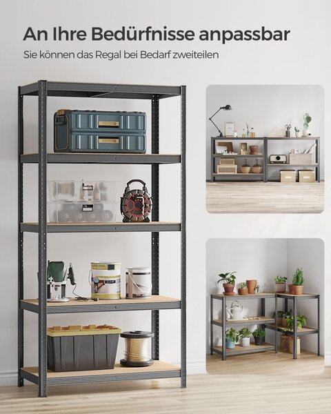 Ραφιέρα αποθήκευσης Songmics Μαύρο 200x100x50 cm