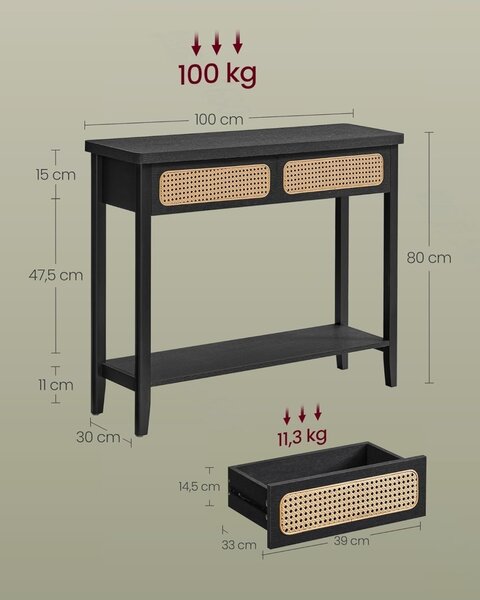 Κονσόλα Vasagle Μαύρο 100x30x80 cm
