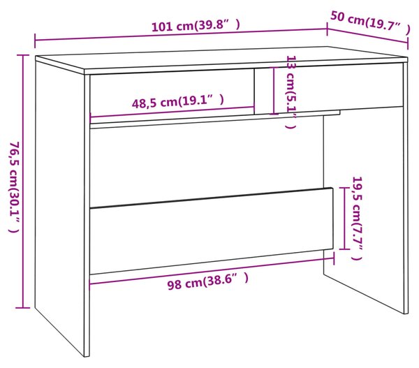 VidaXL Γραφείο Γυαλιστερό Λευκό 101 x 50 x 76,5 εκ. από Μοριοσανίδα