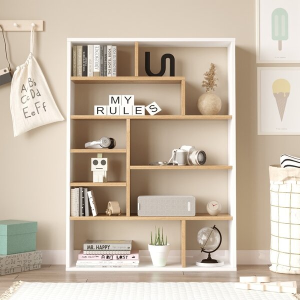 Βιβλιοθήκη Decora, Pako World, Φυσικό-Λευκό, 90x22x123 cm