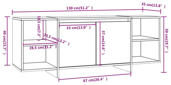 VidaXL Έπιπλο Τηλεόρασης Γκρι Σκυροδέματος 130 x 35 x 50 εκ. από Μοριοσανίδα