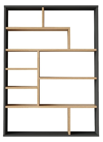 Βιβλιοθήκη Decora, Pako World, Φυσικό-Ανθρακί, 90x22x123 cm
