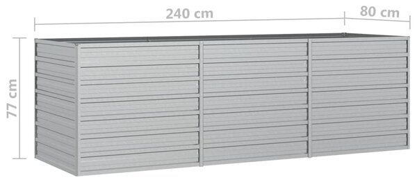 VidaXL Ζαρντινιέρα Υπερυψωμένη Ασημί 240x80x77 εκ. Γαλβανισμ. Χάλυβας