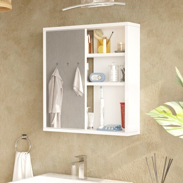 Ντουλάπι Μπάνιου με Καθρέφτη Bagno, Pako World, Λευκό, 60x14x63 cm