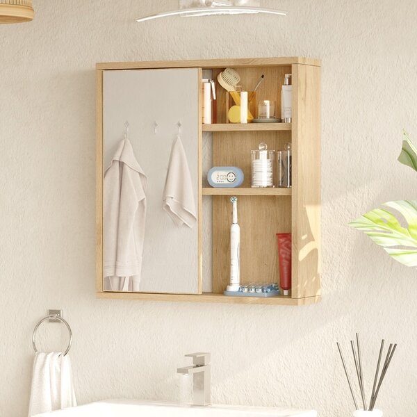 Ντουλάπι Μπάνιου με Καθρέφτη Bagno, Pako World, φυσικό, 60x14x63 cm