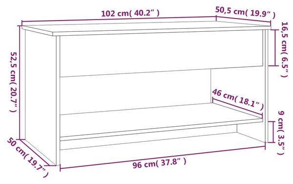 VidaXL Τραπεζάκι Σαλονιού Γκρι Σκυρ. 102x50x52,5 εκ. Επεξεργ. Ξύλο