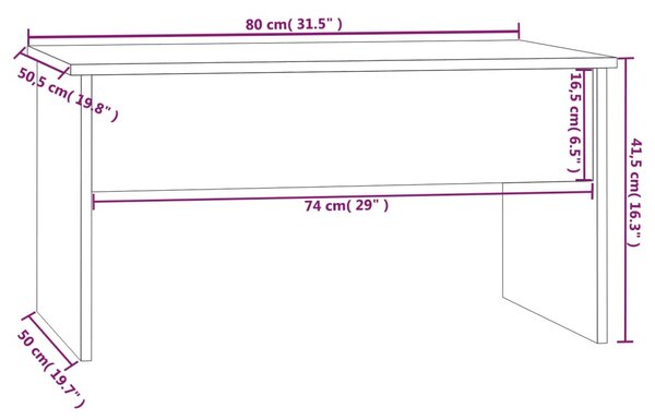 VidaXL Τραπεζάκι Σαλονιού Γκρι Σκυρ. 80x50,5x41,5 εκ. Επεξεργ. Ξύλο