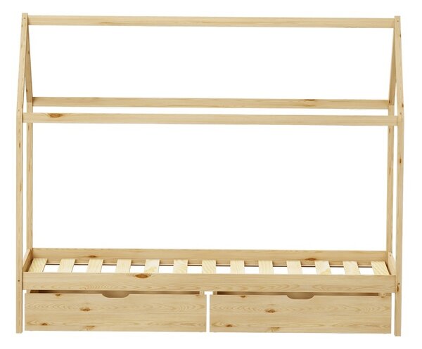 Παιδικό κρεβάτι Mellin, Pako World, 2 συρτάρια, Natural, 90x190 cm