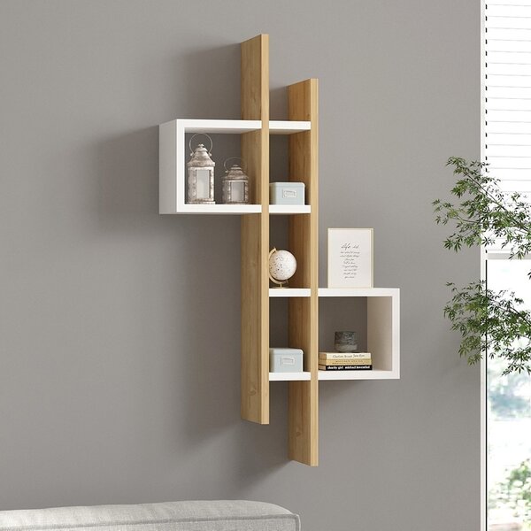 Ράφι τοίχου Garel, Pako World, Δρυς-Λευκό, 53x19x108 cm