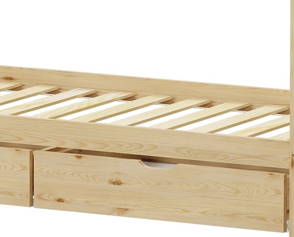 Παιδικό κρεβάτι Mellin, Pako World, 2 συρτάρια, Natural, 90x190 cm