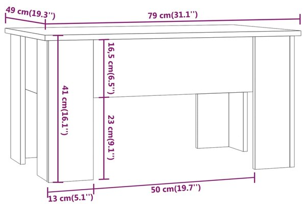 VidaXL Τραπεζάκι Σαλονιού Καπνιστή Δρυς 79x49x41 εκ. Επεξεργασμ. Ξύλο