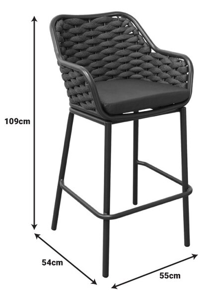 Καρέκλα e bar Zuki, Pako World, Γκρι, 55x54x109 cm