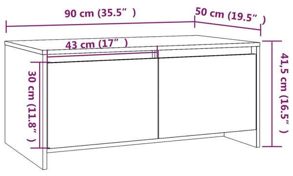 VidaXL Τραπεζάκι Σαλονιού Γκρι Sonoma 90x50x41,5 εκ. Επεξ. Ξύλο