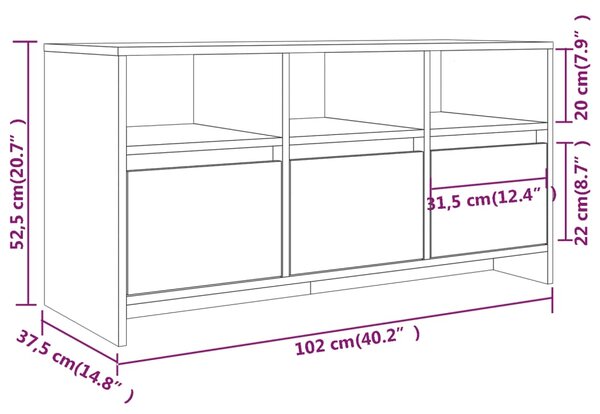 VidaXL Έπιπλο Τηλεόρασης Γκρι Sonoma 102x37,5x52,5 εκ. από Επεξ. Ξύλο