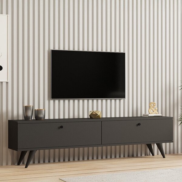 Έπιπλο TV Jate Σκούρο Γκρι 160x25x40 cm