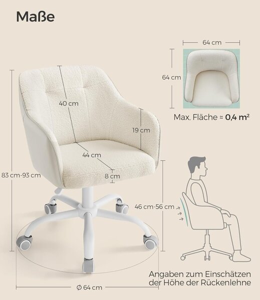 Καρέκλα γραφείου boucle Cappuccino Songmics 60.8x58x96 cm