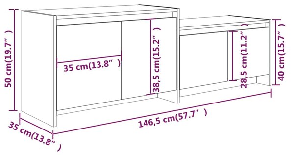 VidaXL Έπιπλο Τηλεόρασης Γκρι Σκυρ. 146,5x35x50 εκ. Επεξ. Ξύλο