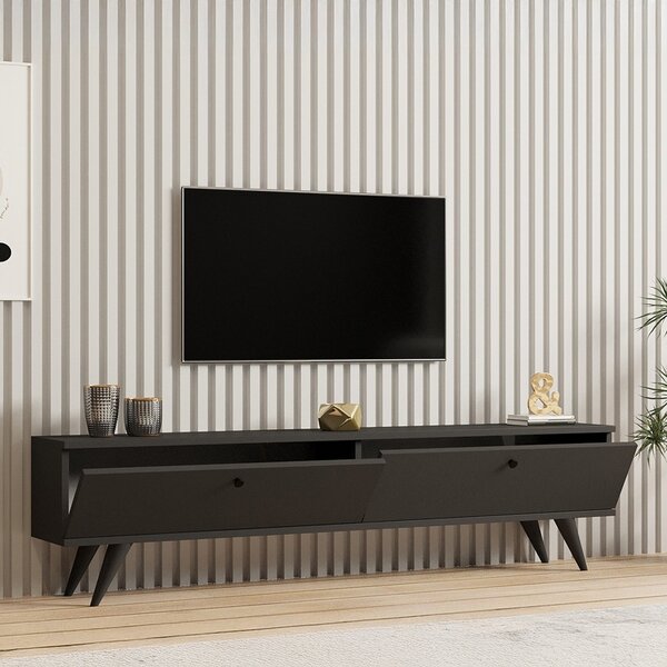 Έπιπλο TV Jate Σκούρο Γκρι 160x25x40 cm