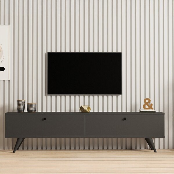 Έπιπλο TV Jate Σκούρο Γκρι 160x25x40 cm