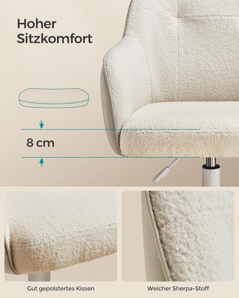 Καρέκλα γραφείου boucle Cappuccino Songmics 60.8x58x96 cm